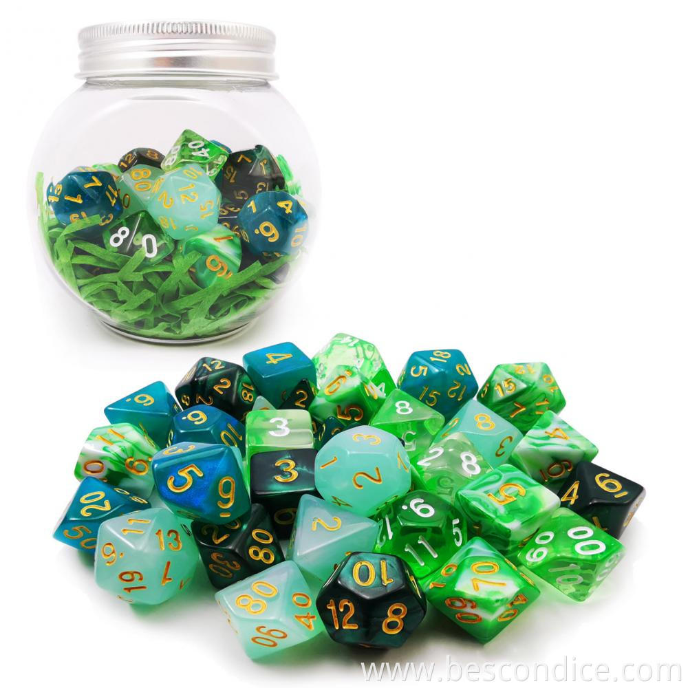 5 X 7 Sets 35 Pcs Colorful Polyhedral Emerald Dice Sets With Jar 1 5 X 7 Sets 35 Pcs Colorful Polyhedral Emerald Dice Sets With Jar 1